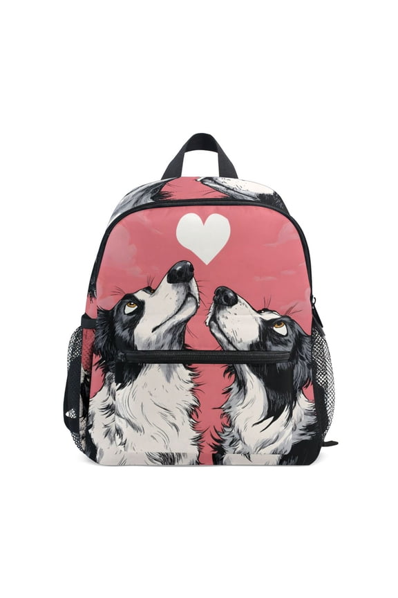 Border Collie Dogs Mini Backpack Cute Small Backpack with Chest Strap and Whistle Ages 3-8