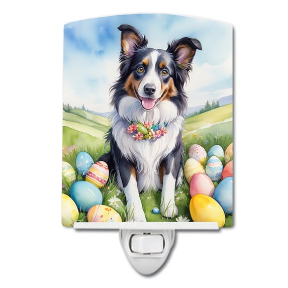 Border Collie Easter Egg Hunt Ceramic Night Light 4 in x 6 in