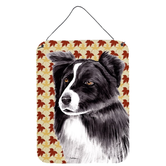 Border Collie Fall Leaves Portrait Wall or Door Hanging Prints