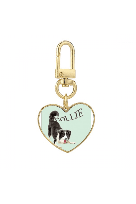 Pet Art Deco Fashion Gold Heart Keychain Metal Keyring Holder