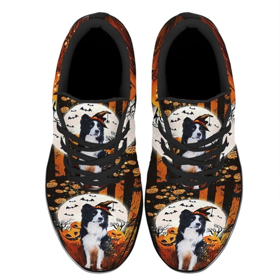 Border Collie Happy Halloween Shoes Women's Fashion Sneakers Tennis Running Shoes for Men Women Black Size 10