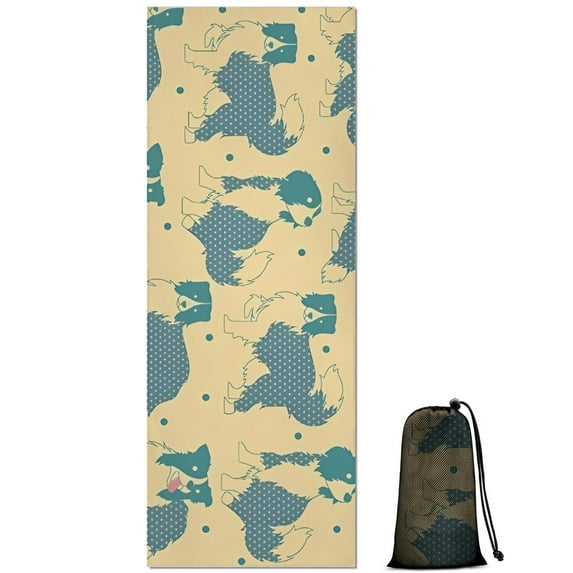 Border Collie Hot Yoga Mat Towel Non Slip for Hot Yoga - Quick-Drying Yoga Mat Cover with 4 Corner Pockets with Travel Bag - Hot Yoga Towel Non Slip 74"x26"