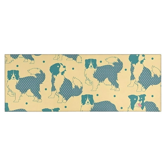 Border Collie Kitchen Rug Mat,Kitchen Runner Rugs Non Skid Washable,Decorative Kitchen Floor Mats for Kitchen,Sink,Laundry,17"X47"
