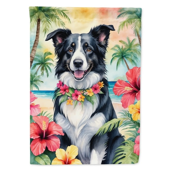 Border Collie Luau House Flag
