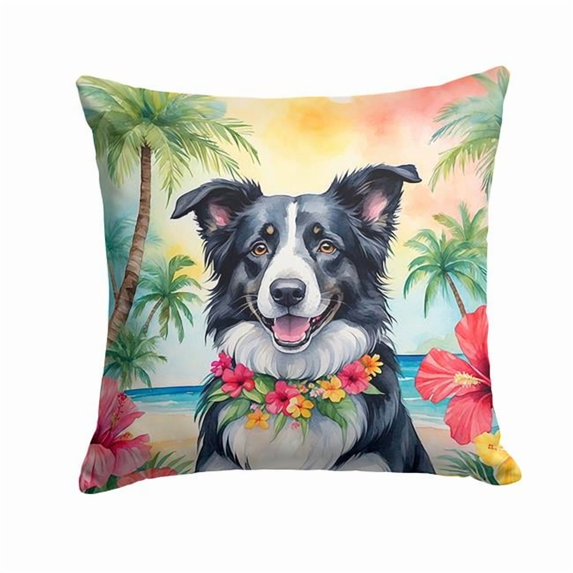 Border Collie Luau Throw Pillow 18 in x 18 in