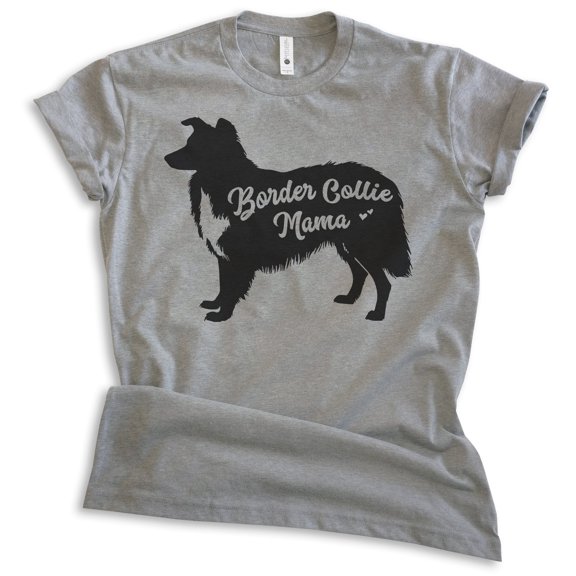 Border Collie Mama T-shirt, Unisex Women's Shirt, Border Collie Owner, Cute Dog Mom Gift, Dark Heather Gray, Medium