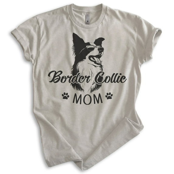 Border Collie Mom T-shirt, Unisex Women's Shirt, Border Collie Owner, Cute Dog Mom Gift, Light Silk Gray, Large
