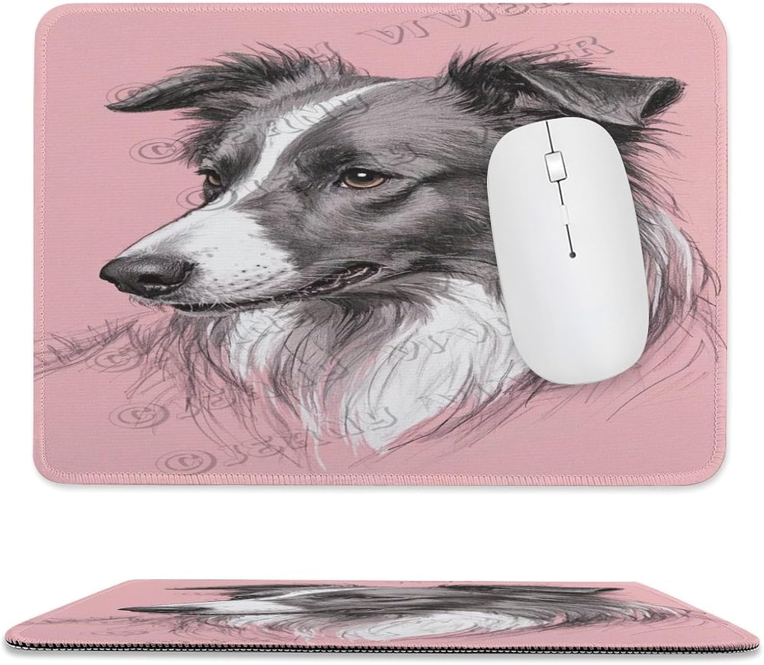 Border Collie Mouse Pad 8x10 in, Durable Stitched Edge Desk Mouse Pad ...