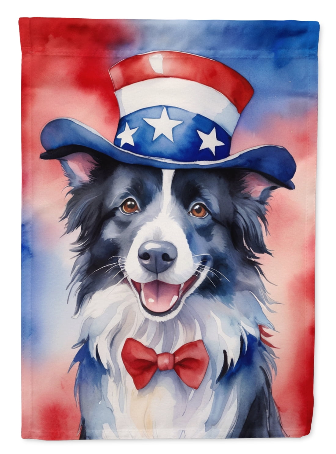 Border Collie Patriotic American House Flag 28 in x 40 in