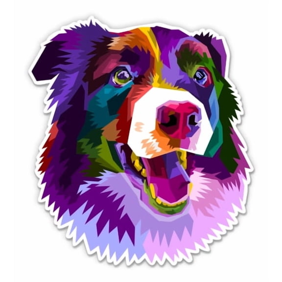 Border Collie Pop Art Style - 3" Vinyl Sticker - For Car Laptop Water Bottle Phone - Waterproof Decal