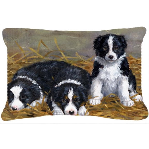 Border Collie Puppies Fabric Decorative Pillow