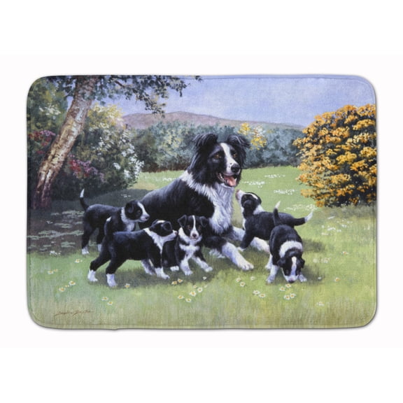 Border Collie Puppies with Momma Machine Washable Memory Foam Mat