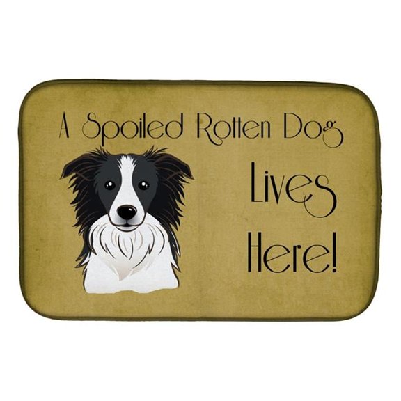 Border Collie Spoiled Dog Lives Here Dish Drying Mat