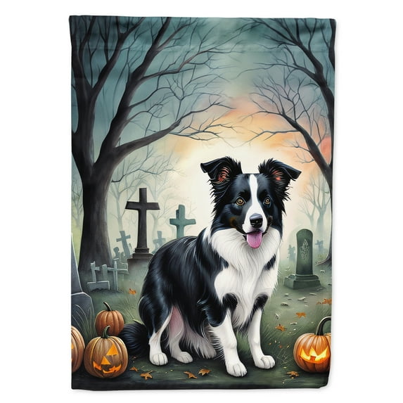 Border Collie Spooky Halloween House Flag 28 in x 40 in