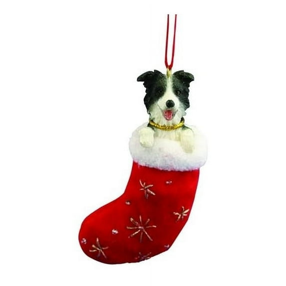 Border Collie Stocking Ornament with "Santa's Little Pals" Hand Painted