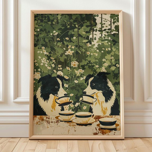 Border Collie Tea Time Kitchen Poster Unframed Paper Print