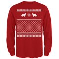thumbnail image 1 of Border Collie Ugly Christmas Sweater Red Adult Long Sleeve T-Shirt, 1 of 1