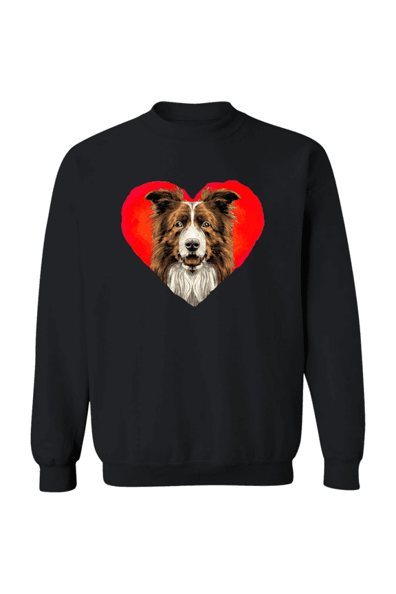 Border Collie Valentine Heart For Dogs And Animal Lovers Crewneck Pullover Sweatshirt