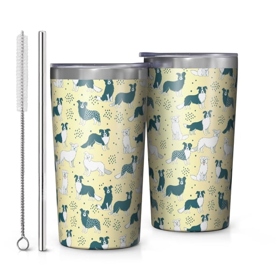 Border Collie and Samoyed Car Tumbler 1 Pack, Vacuum Insulated Compact ...