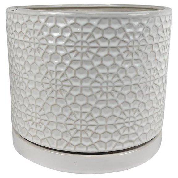 Border Concepts 12 in. D Ceramic Amelia Planter White