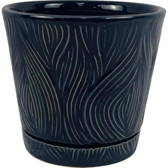 Border Concepts 7037642 5.25 x 6 in. Ceramic Delica Loom Planter, Denim - Pack of 6