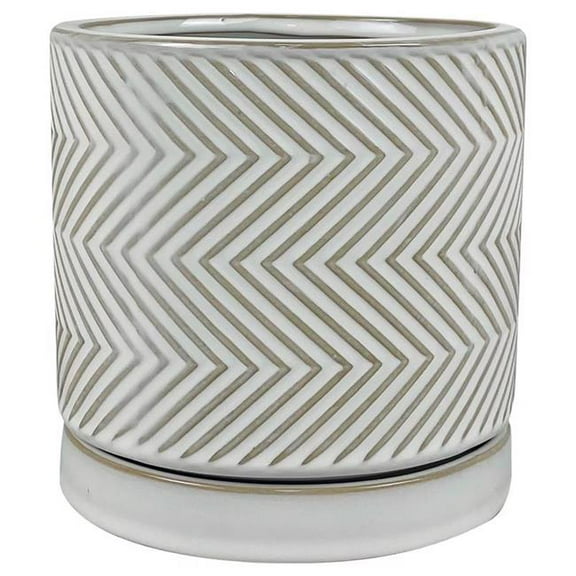 Border Concepts 7037874 6 in. Ceramic Cross Pattern Planter, White - Pack of 6