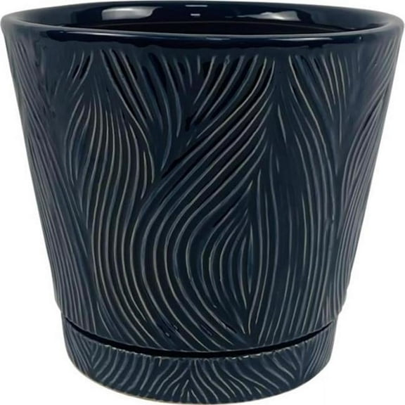 Border Concepts 7037643 7 x 8 in. Ceramic Delica Loom Planter, Denim - Pack of 4