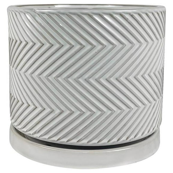 Border Concepts 7037875 8 in. Ceramic Cross Pattern Planter, White