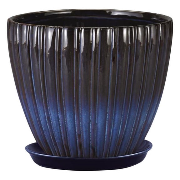 Border Concepts 8 in. W Ceramic Lady Jane Cup Planter Rain Grey