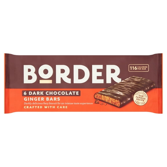 Border Dark Chocolate Ginger Biscuit Bars Multipack, 6x24g, Imported from Britain