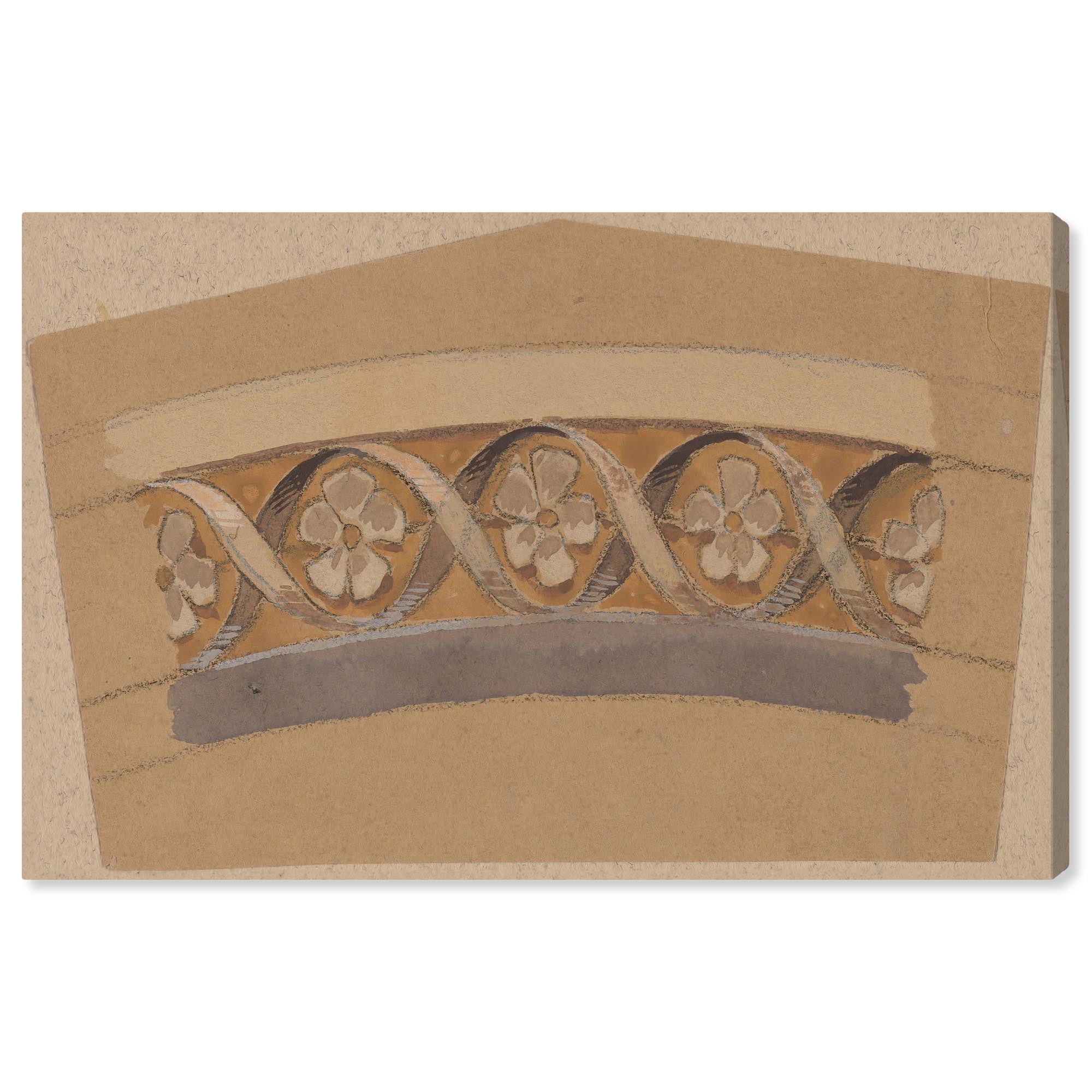 Vintage Floral Border Design Gallery Wrapped Canvas Art, 15" x 10"