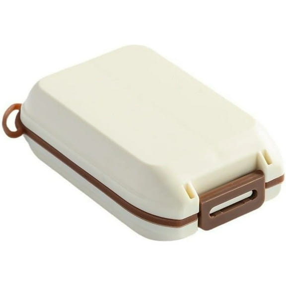 Border Double-Layer Small Pill Box Dispensing Portable Transparent 10-Compartment Sealed Medicine Storage Letter Sextant - White 9.6X6.4X3.1