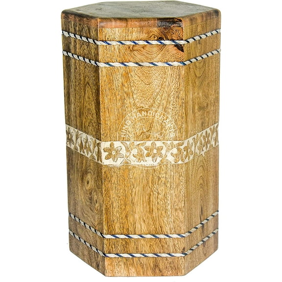 Border Engraved Cremation Urns for Human Ashes Adult, Burial Urns for Columbarium, Wooden Box Funeral Urns for Human Ashes Large