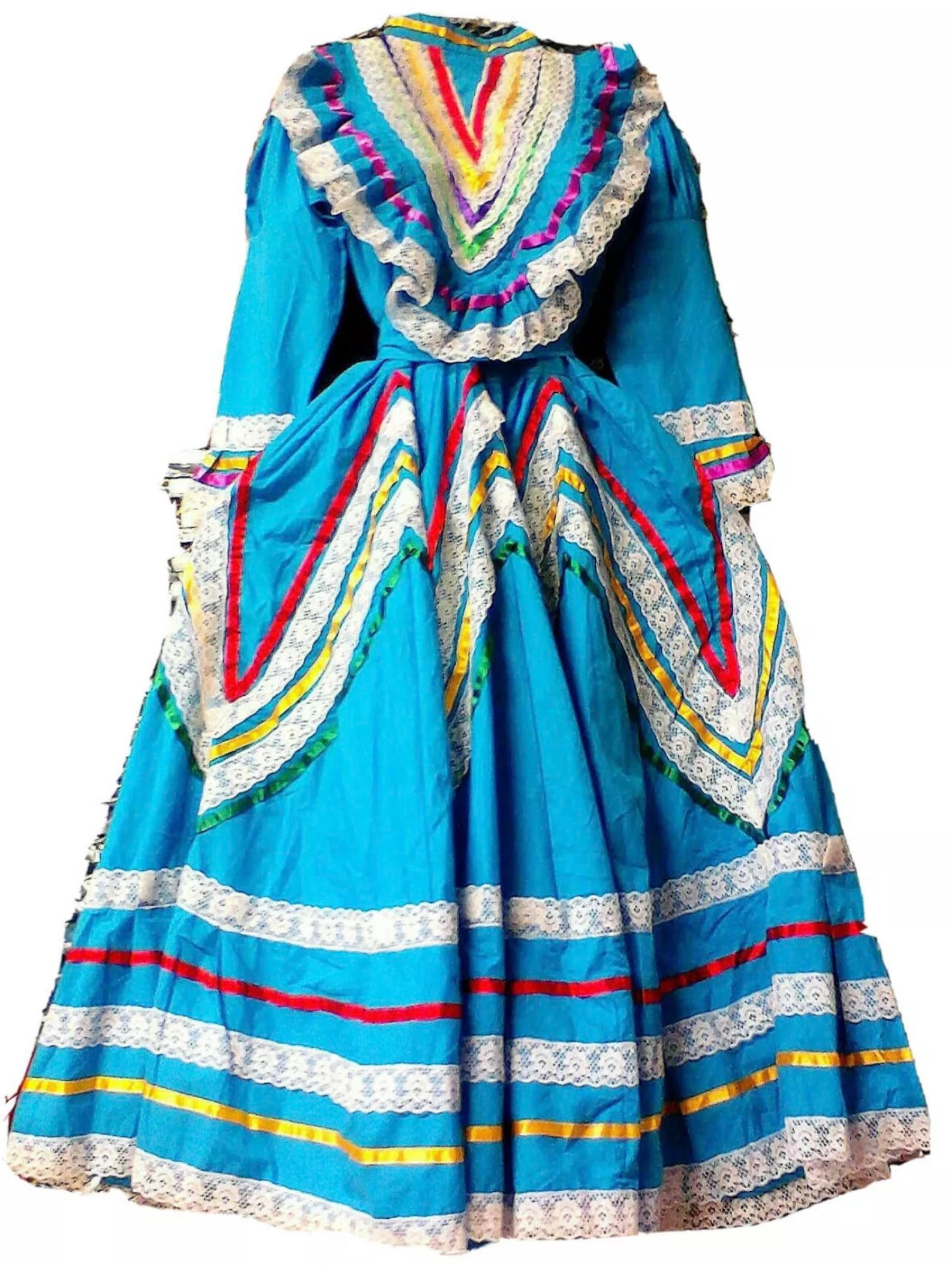 blue folklorico dress Leopard Print Long Sleeve Midi Dress