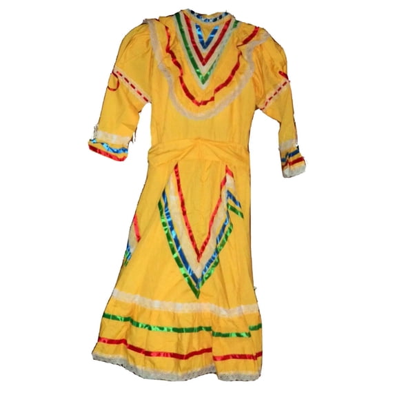 Border Merchant Womens Jalisco Dress Wide Skirt Folklorico X-Large Yellow