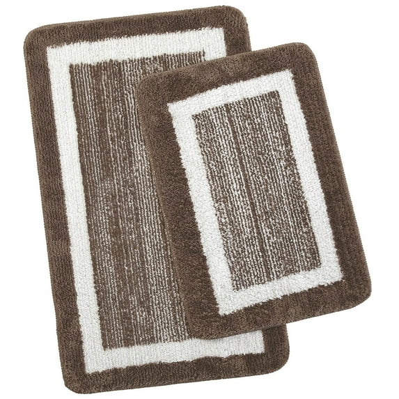 Border Non-Slip Bath Rugs, 2 Pcs