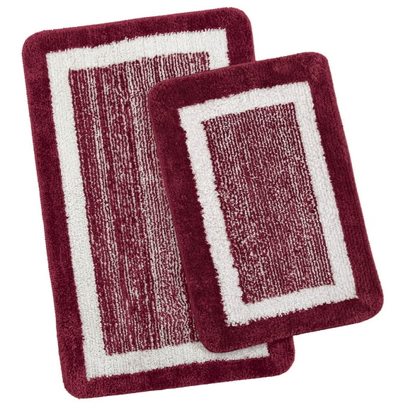 Border Non-Slip Bath Rugs, 2 Pcs
