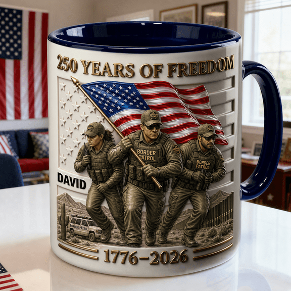 Border Patrol Patriot Mug Personalized 3D Effect Freedom Tribute Gift