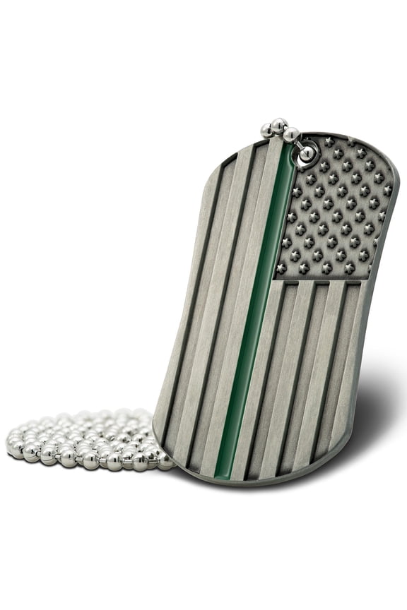 Border Patrol Thin Green Line Dog Tag Necklace- Romans 8:28 (4 Pack) by Shields of Strength