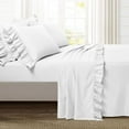 thumbnail image 1 of BEDDING BEGS-Border Ruffle Sheet Set 6 PC-300 TC, 100% Egyptian Cotton, 8" Deep Pocket, Sateen Weave Finish-White Solid, Twin XL Size., 1 of 6