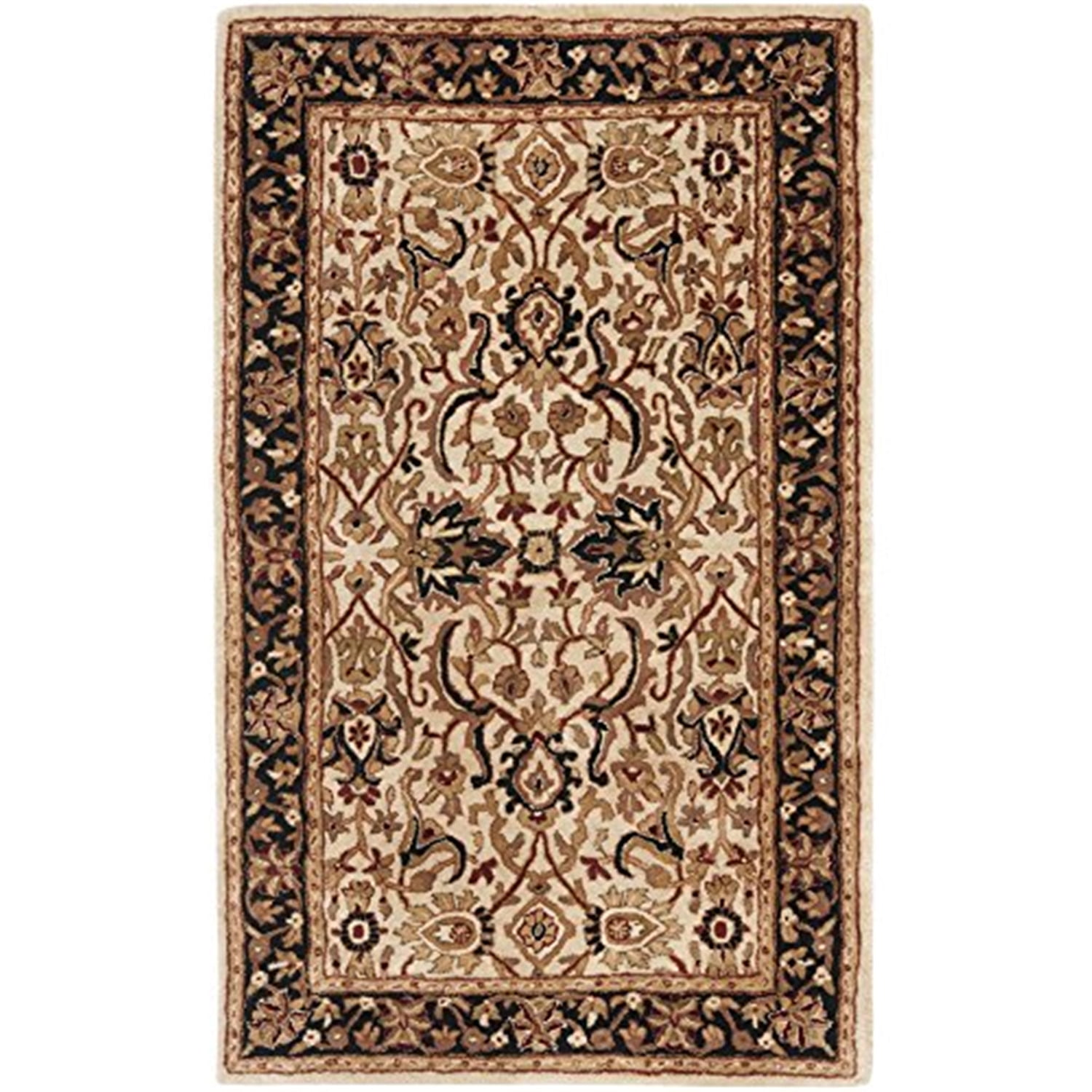 Traditional Rug - Persian Legend New Zealand Wool -Ivory/Black-Color ...