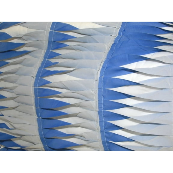 Border Stitched Detail Chiffon Dress Fabric Ivory & Blue - per yard