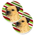 thumbnail image 1 of Border Terrier Candy Cane Holiday Christmas Set of 2 Cup Holder Car Coasters, 1 of 1