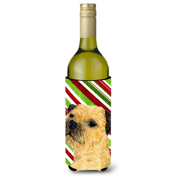 Border Terrier Candy Cane Holiday Christmas Wine Bottle Hugger