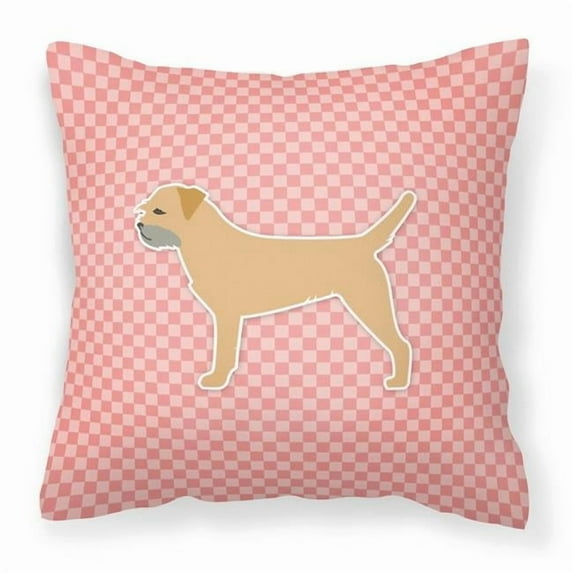 Border Terrier Checkerboard Pink Fabric Decorative Pillow