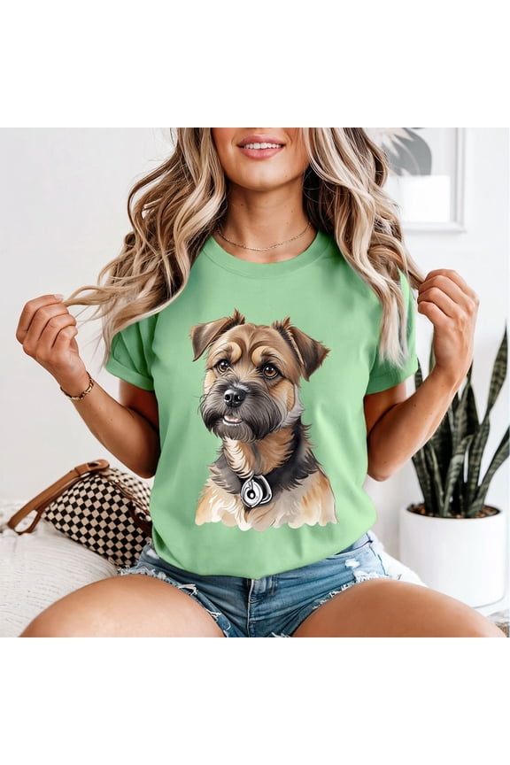Border Terrier Dog Animals Womens T-Shirt Pet Lover Tee