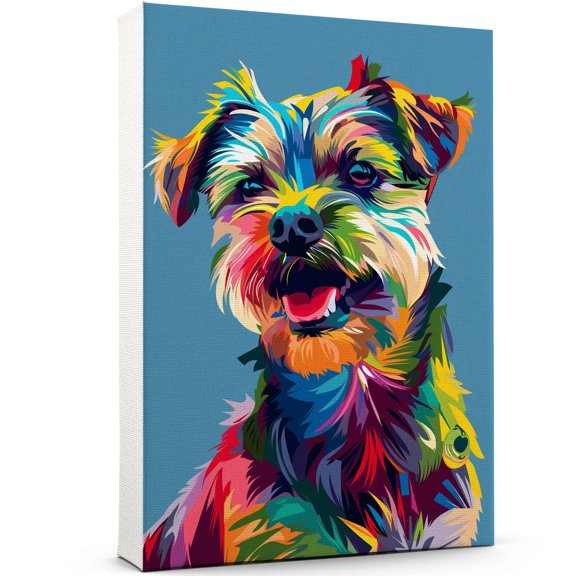 Border Terrier Dog Canvas Wall Art Poster Prints Colorful Pop Animal Art Wall Decor Dog Picture Artwork Pet Dog Painting Poster for Home Bedroom Living Room Decoration Framed