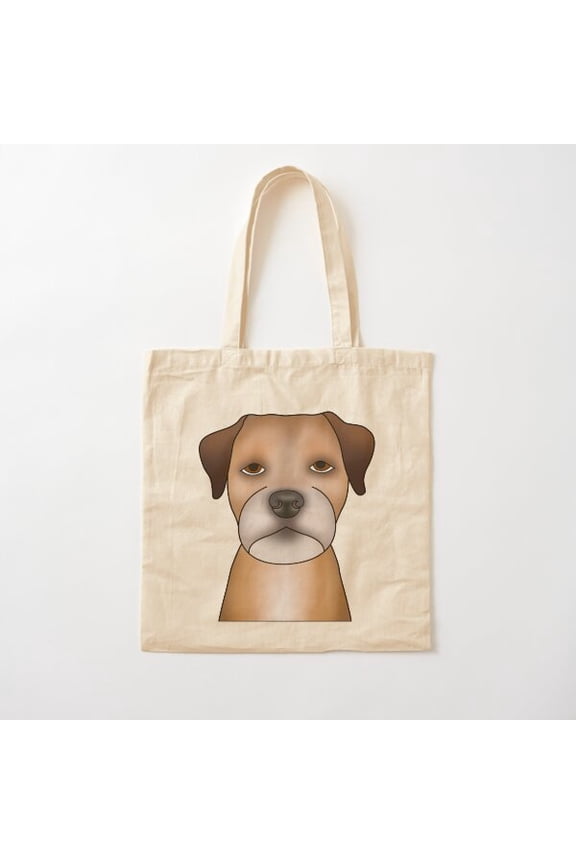 Border Terrier Dog, Portrait, Face, Red Canvas Tote Bags, Reusable Shopping Bag