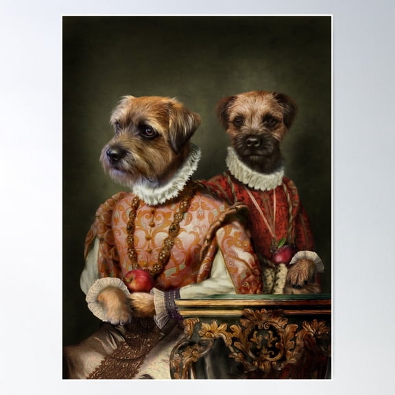 Border Terrier Dog Portrait - Holly And Ivy Poster Wall Art, Modern Wall Decor For Living Room Bedroom, 12x18 UNFRAMED