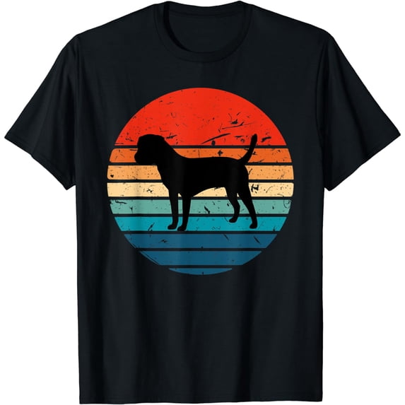 Border Terrier Dog T Retro Vintage 70s Silhouette Gift T-Shirt